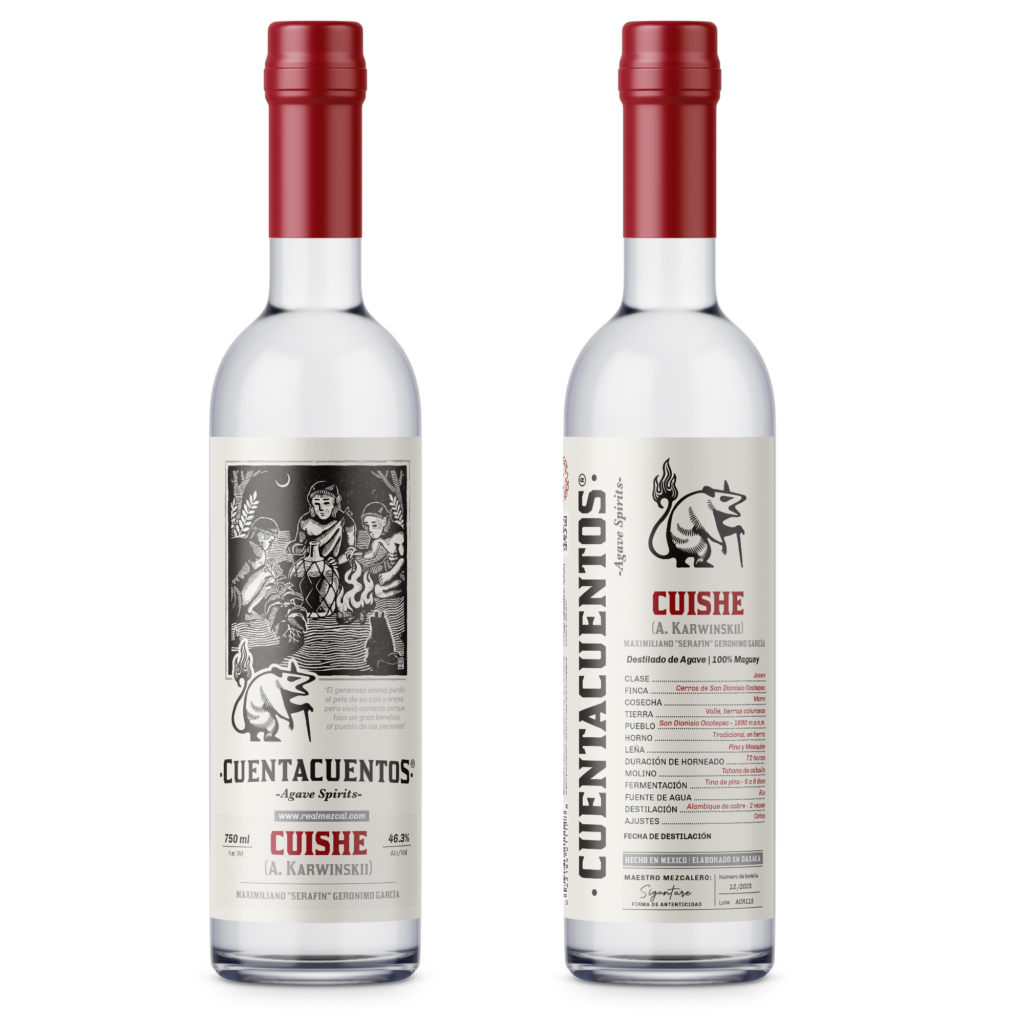 Cuentacuentos agave spirits bottle and packaging